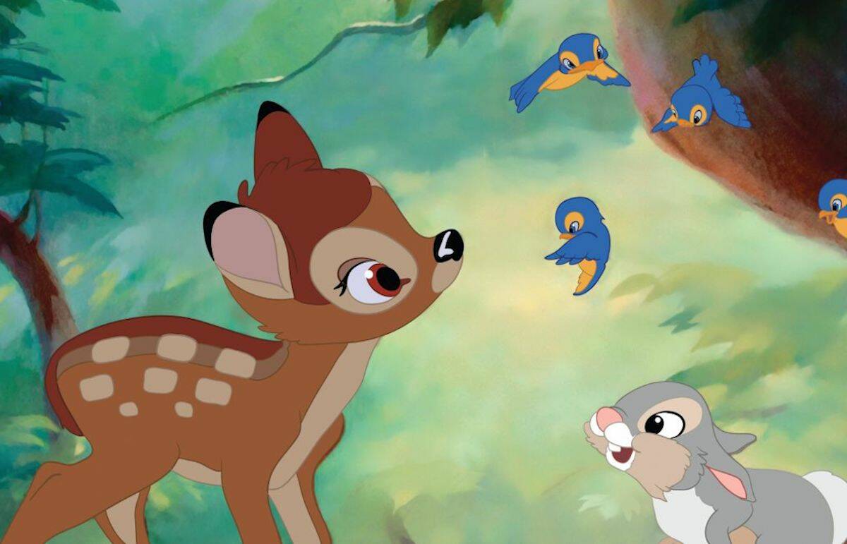 Una scena di Bambi, che uscì nelle sale nel 1942