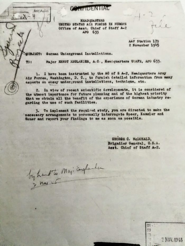 La Lettera del generale George McDonald del novembre 1945