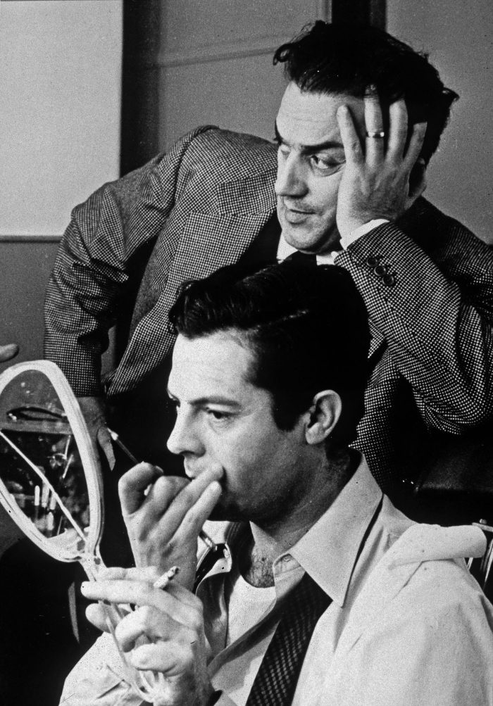 Federico Fellini e Marcello Mastroianni sul set di 8 e 1/2 (1962)