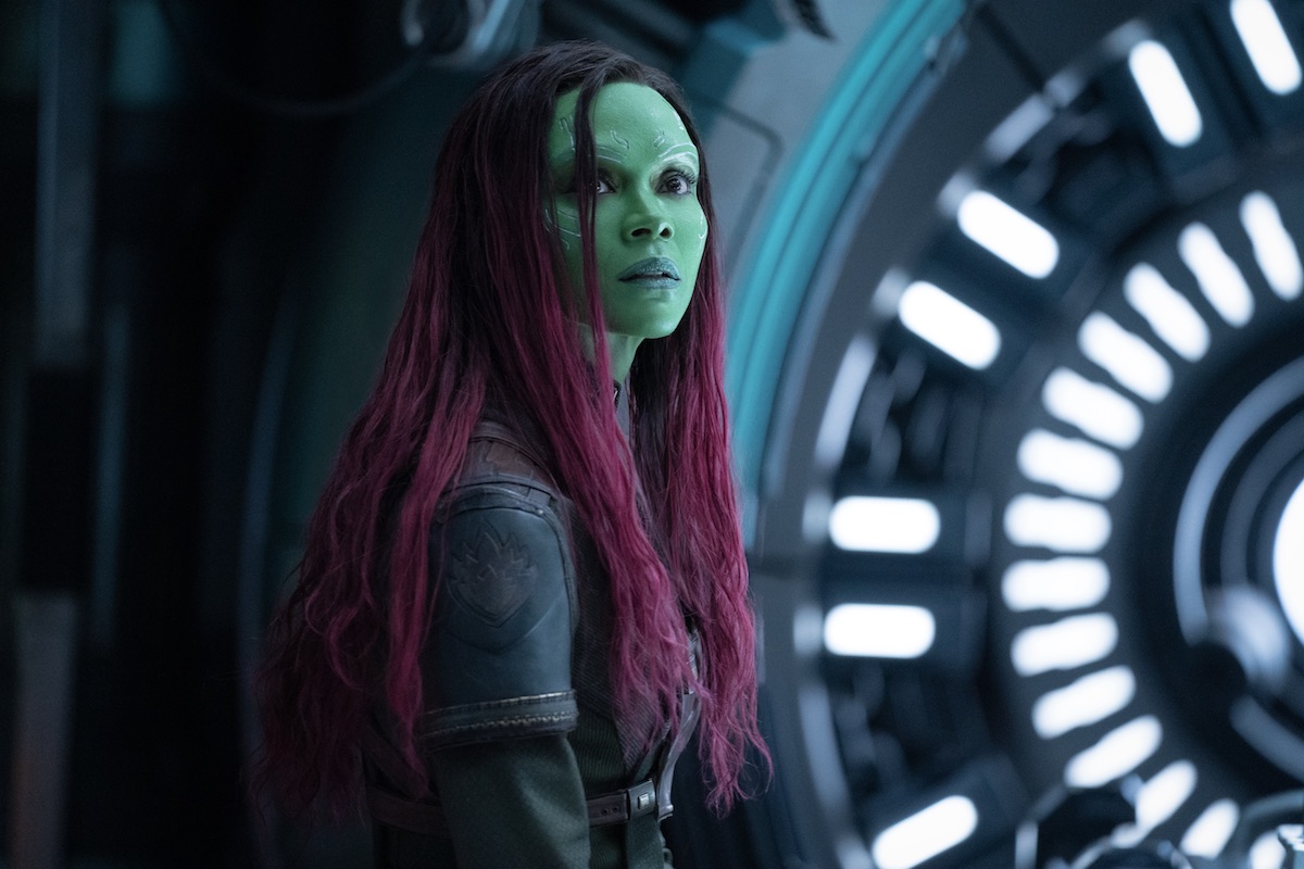Zoe Saldana nei panni di Gamora in Guardiani della Galassia 3