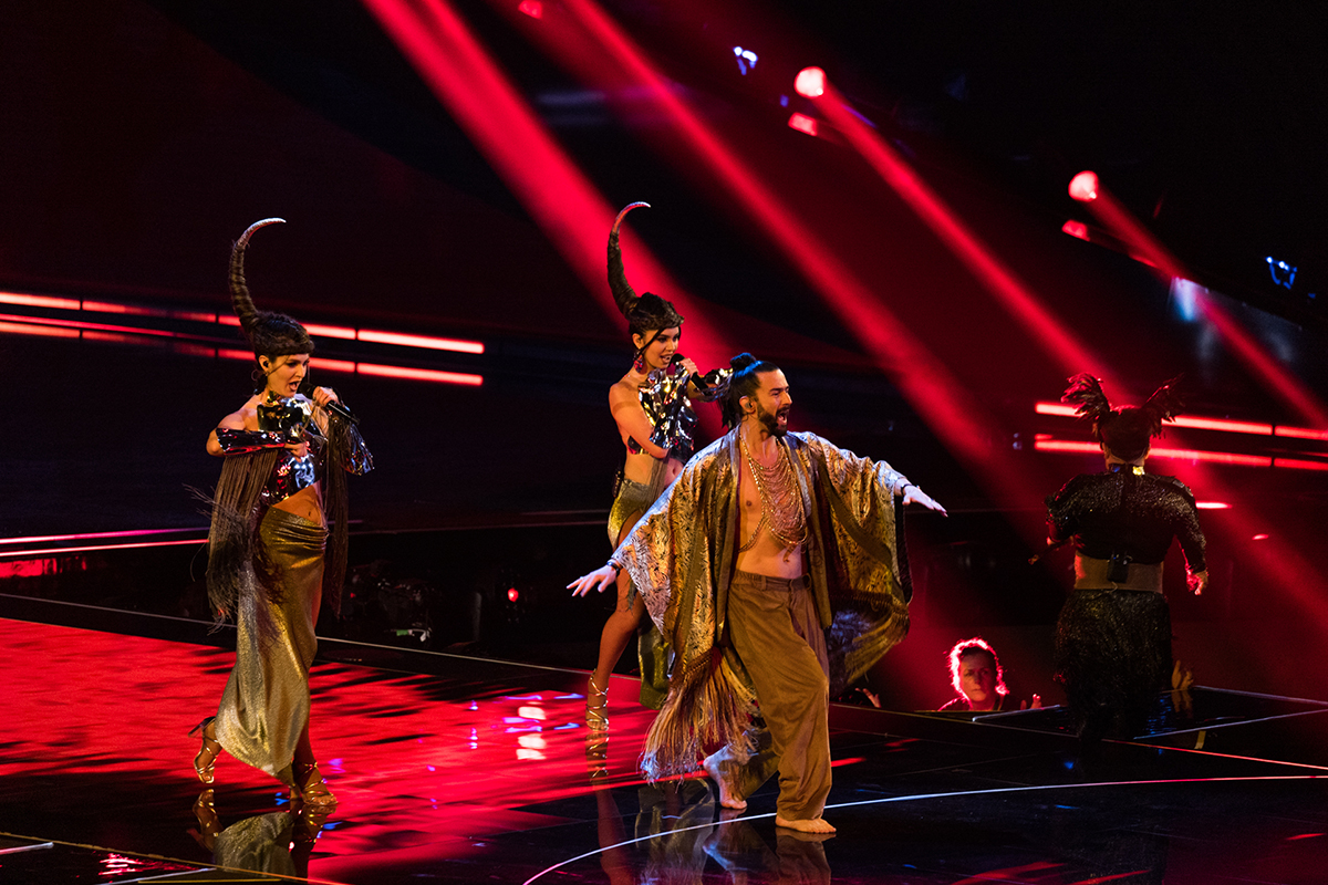 Pasha Parfeni (Moldavia) durante la sua esibizione all'Eurovision 2023