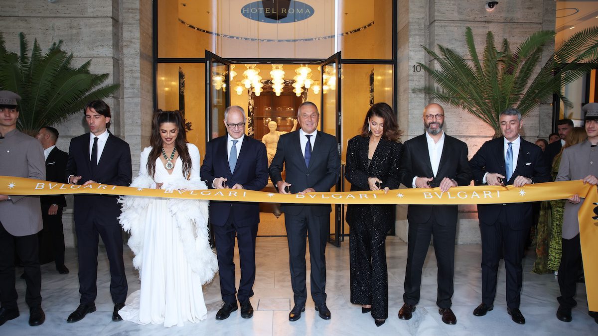 Alessandro Onorato, Priyanka Chopra Jonas, Mayor of Rome Roberto Gualtieri, Jean-Christophe Babin e Zendaya all'evento di apertura del Bulgari Hotel Roma. 8 giugno 2023