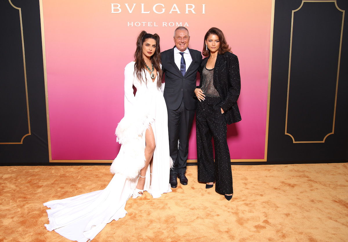 ROME, ITALY - JUNE 08: Priyanka Chopra Jonas, Jean-Christophe Babin e Zendaya all'evento di apertura del Bulgari Hotel Roma. 8 giugno 2023