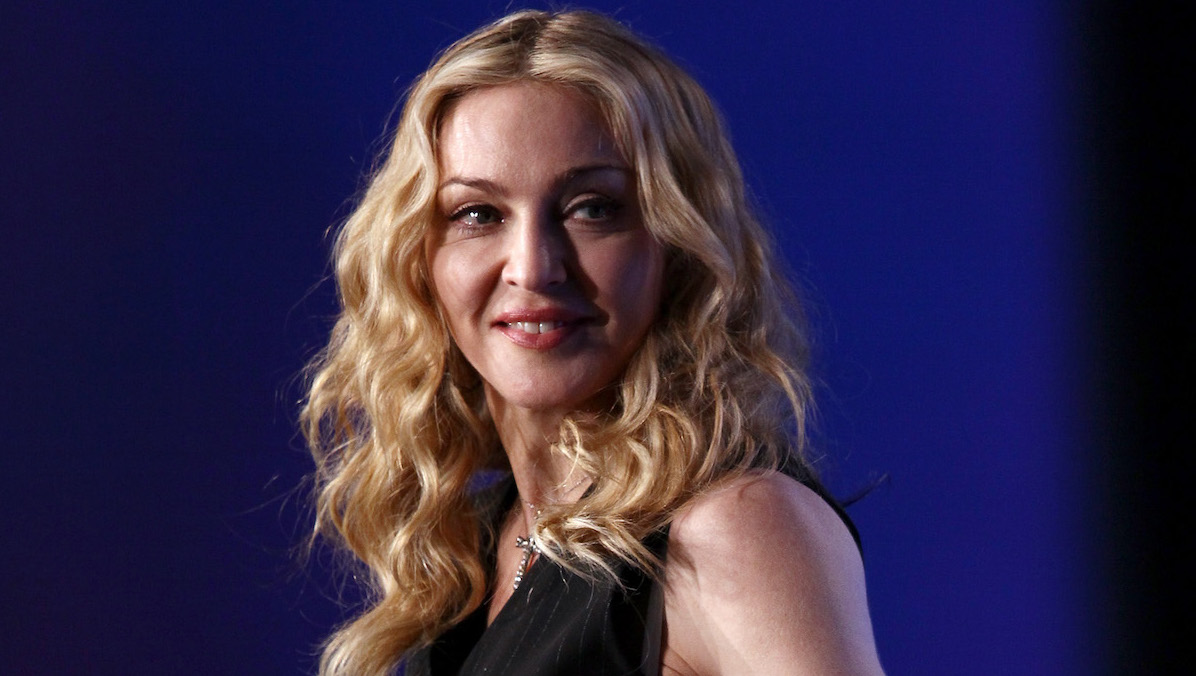 Madonna durante la conferenza stampa del Bridgestone Super Bowl