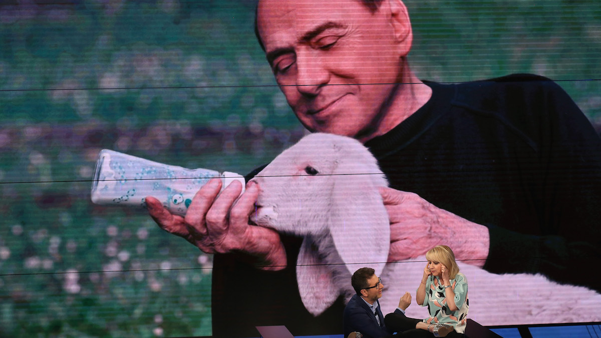 Berlusconi che allatta un agnellino a Che Tempo Che Fa