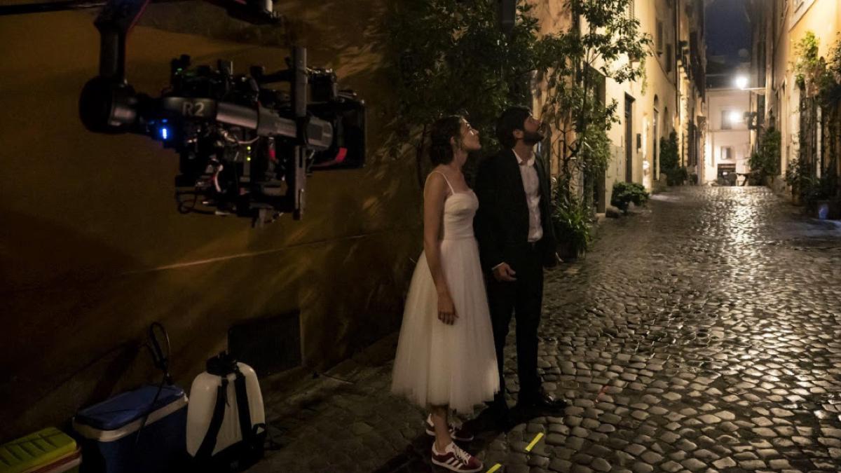 Pilar Fogliati e Filippo Scicchitano sul set di Finché notte non ci separi