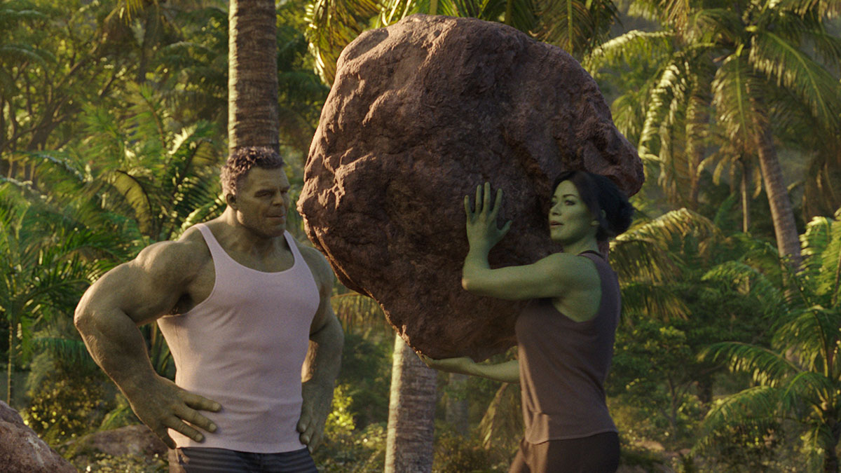 Mark Ruffalo e Tatiana Maslany in una scena di She-Hulk: Attorney at Law
