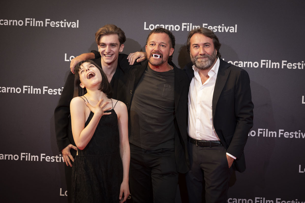 il cast e Brando De Sica, il regista di Mimì - Il principe delle tenebre, fuori concorso al Locarno Film Festival