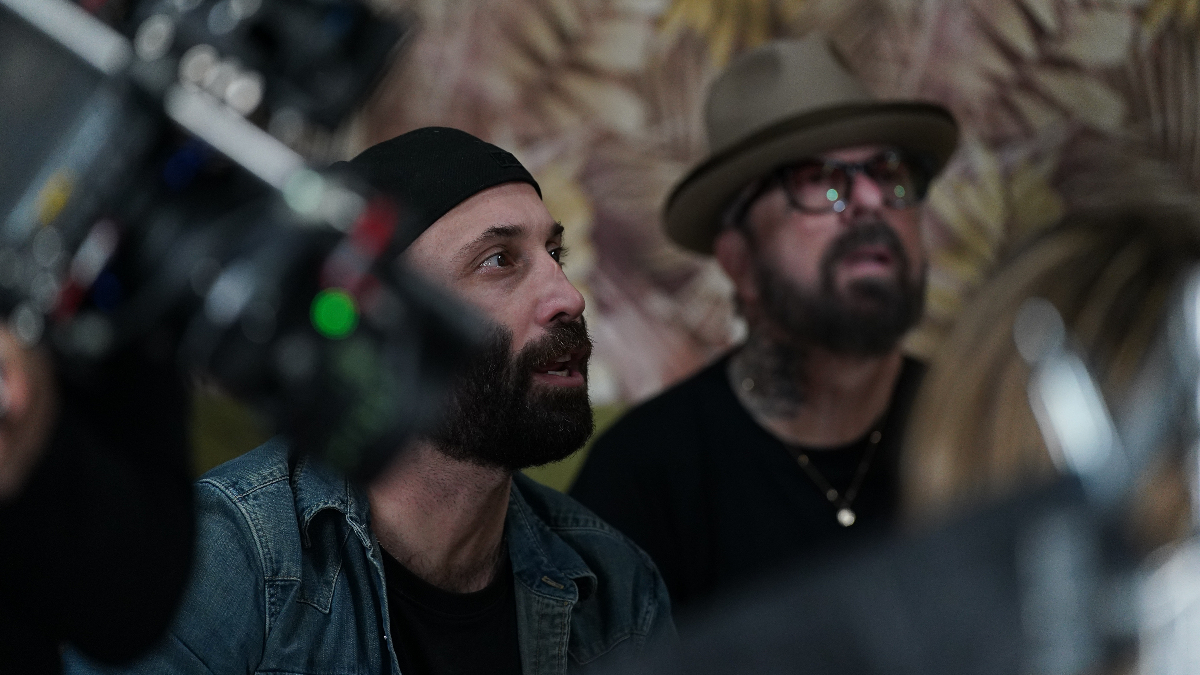 Giorgio Testi e Dave Stewart durante le riprese del videoclip Who to love