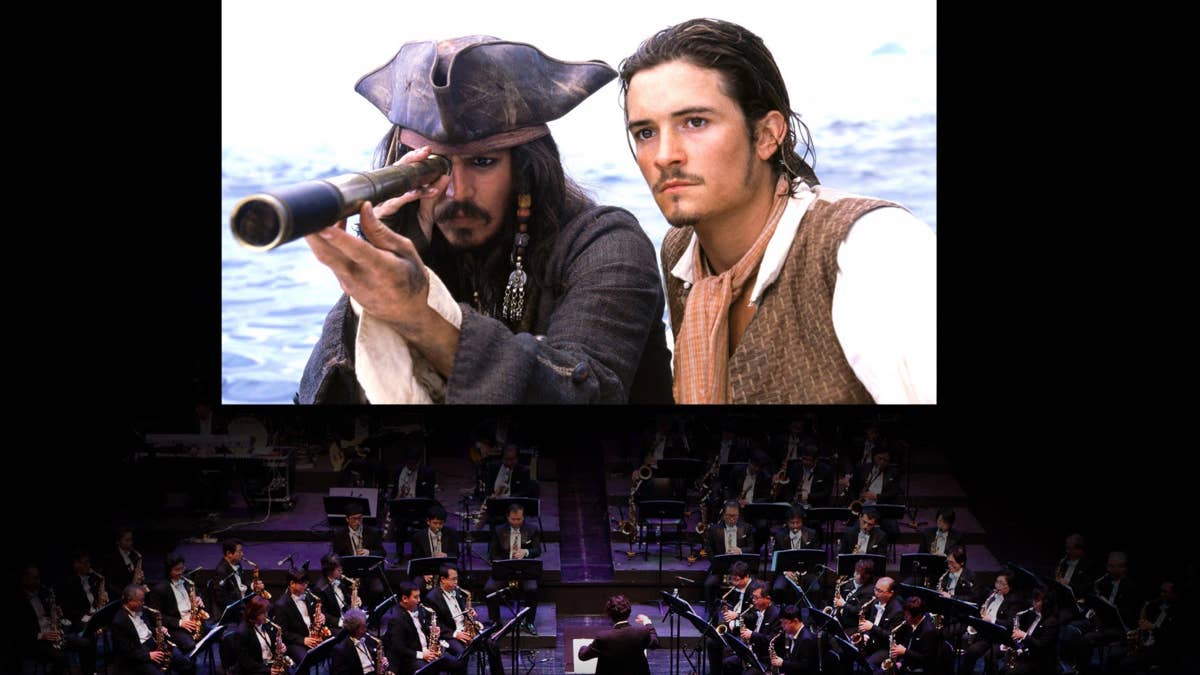 Una scena di Pirati dei Caraibi. La Maledizione della Prima Luna – In concerto. Roma Film Music Festival