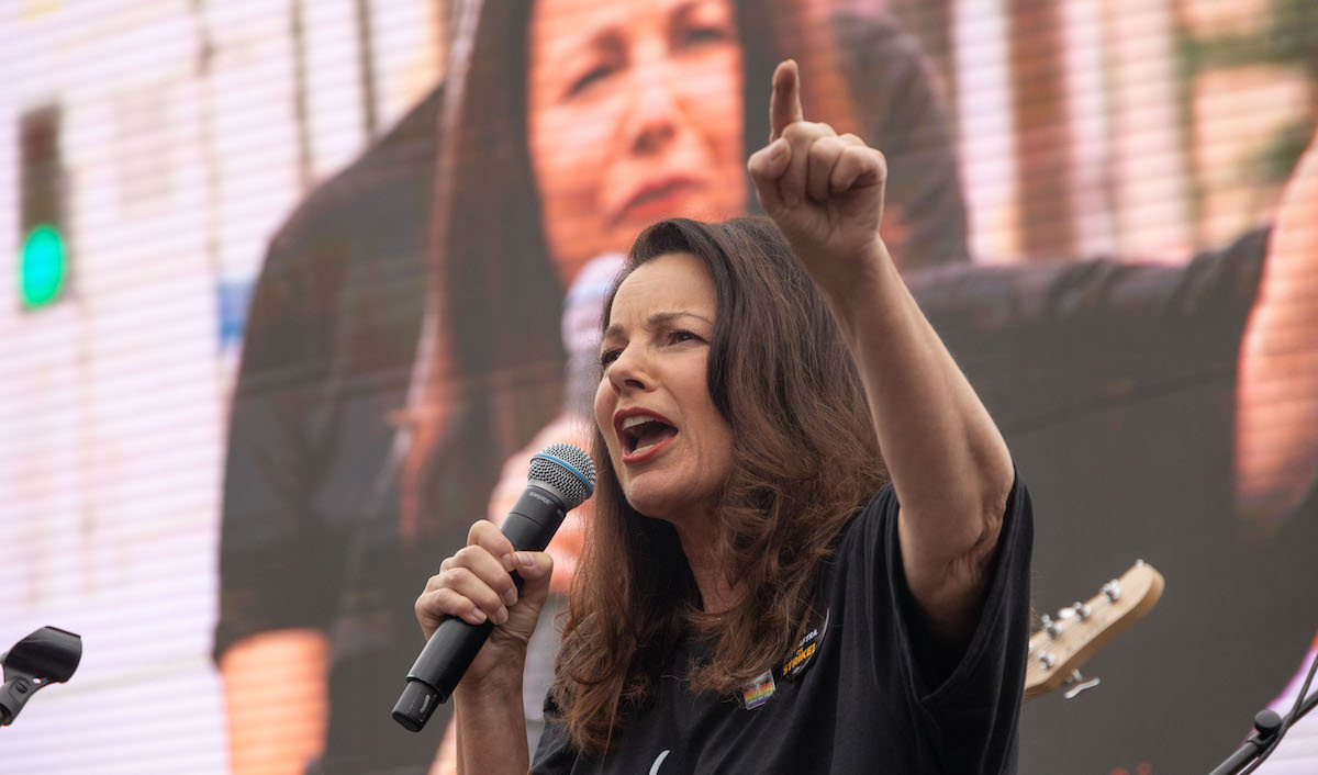 Fran Drescher ad una manifestazione del sindacato degli attori americani (SAG-AFTRA) a Los Angeles (13 settembre 2023)