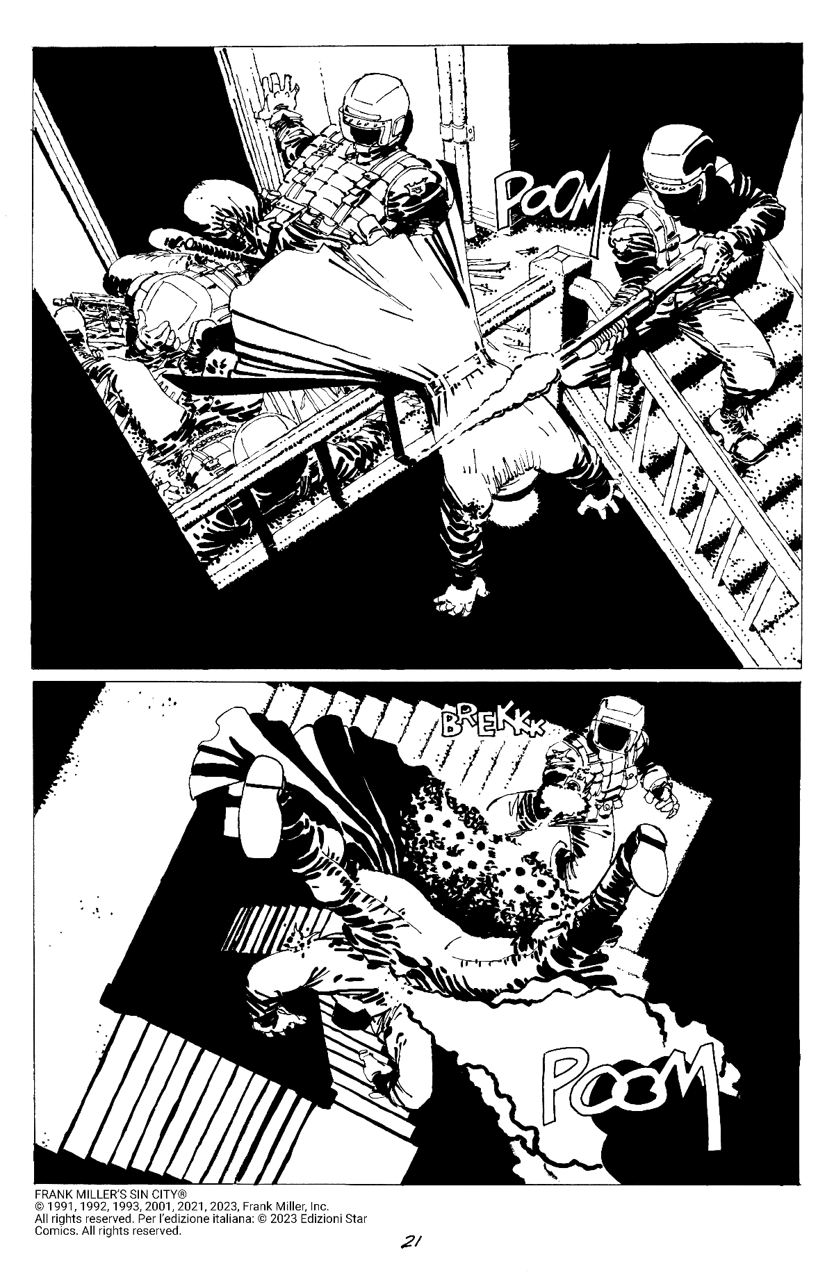 Un tavola di Sin City., di Frank Miller