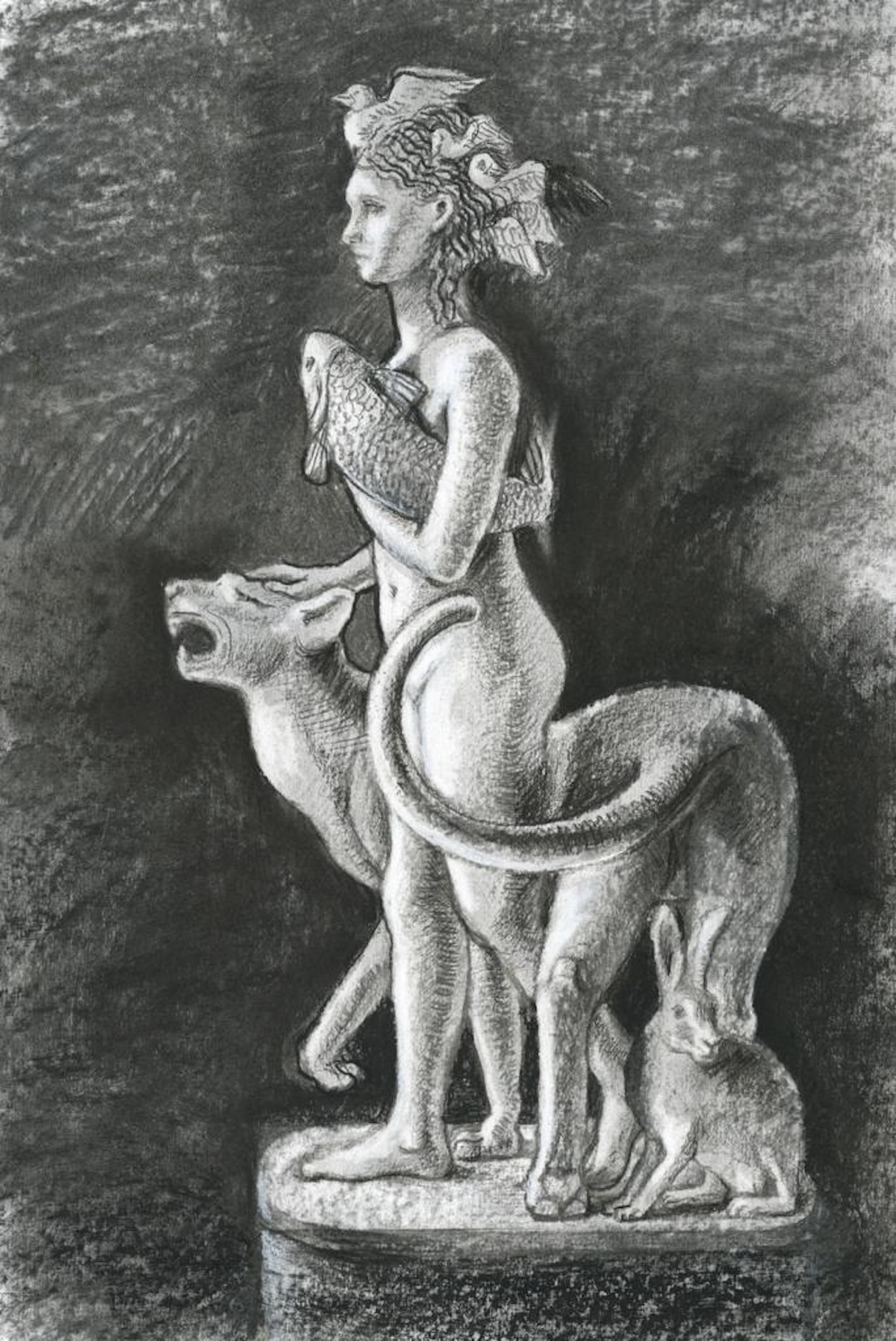 Il bozzetto della statua della dea de La Chimera. Illustrazione di Fabian Negrin