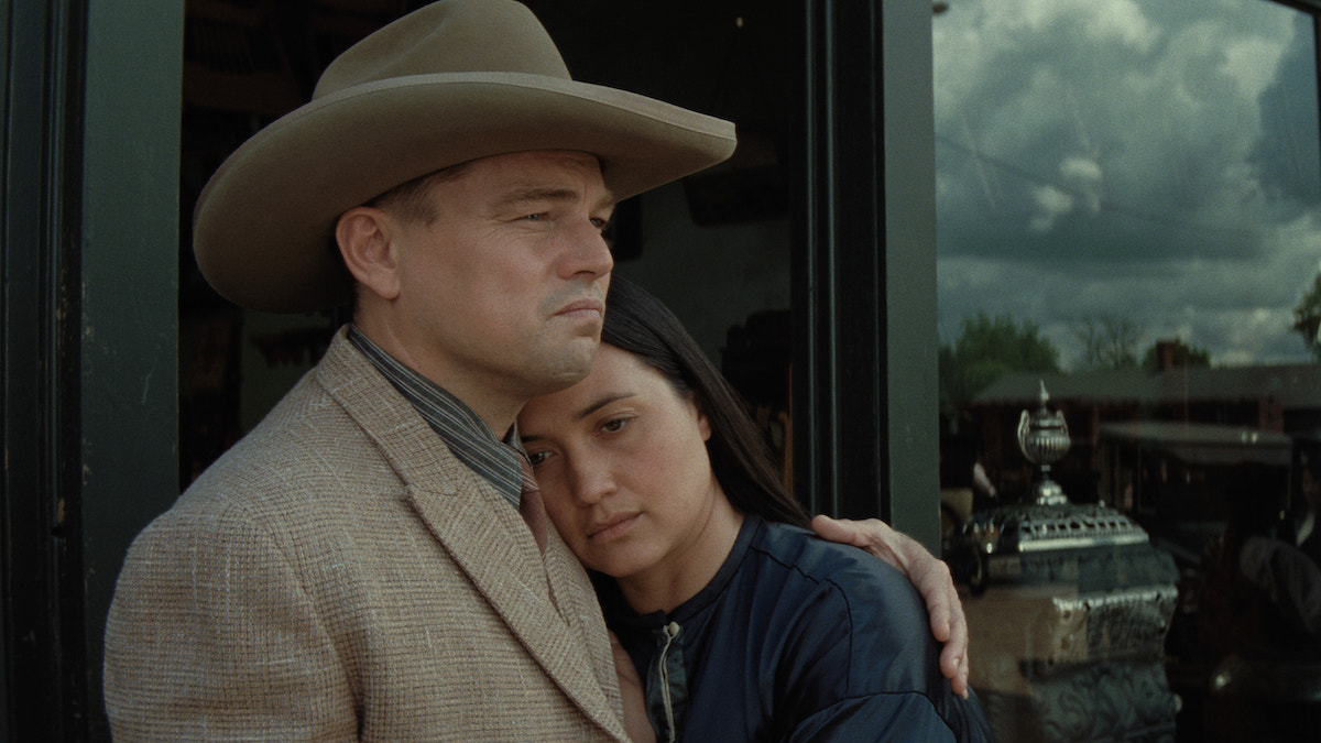 Leonardo DiCaprio e Lily Gladstone in una scena di Killers of the Flower Moon di Martin Scorsese