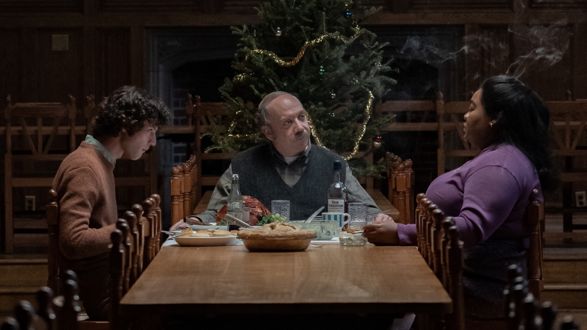 Paul Giamatti, Dominic Sesse e Da’Vine Joy Randolph in The Holdovers