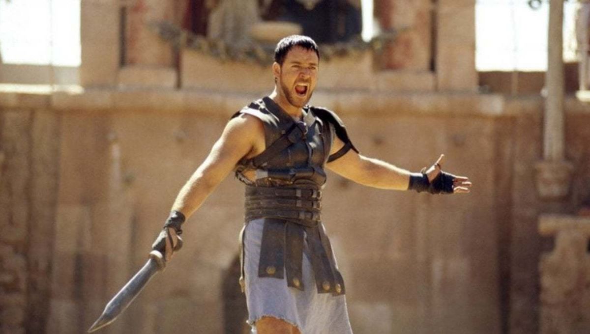 Russell Crowe in una scena de Il Gladiatore (2000), diretto da Ridley Scott