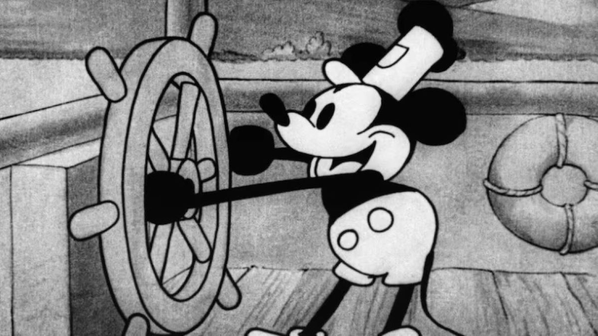 Un'immagine di Seatmboat Willie, che segnò il debutto assoluto di Topolino nel 1928