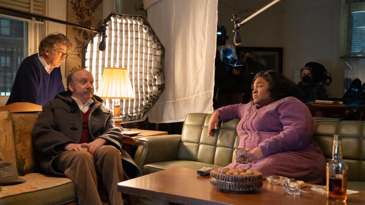 Paul Giamatti, Da'Vine Joy Randolph e Alexander Payne sul set di The Holdovers - Lezioni di vita