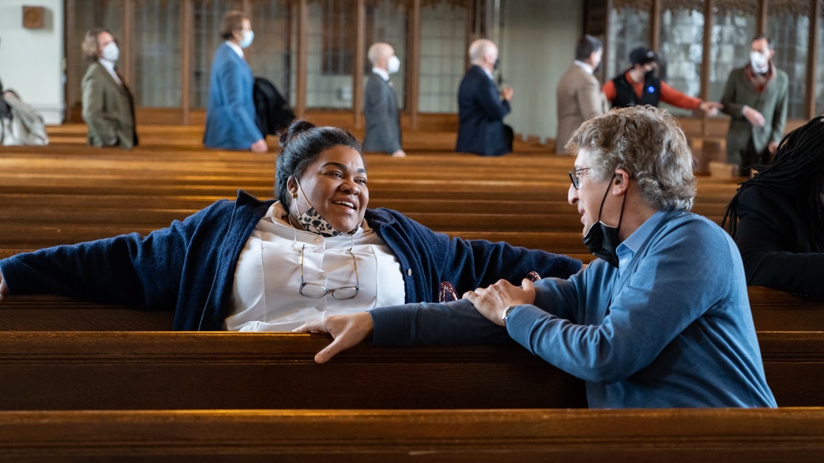 Da'Vine Joy Randolph e Alexander Payne sul set di The Holdovers - Lezioni di vita. Randolph è candidata agli Oscar come miglior attrice non protagonista