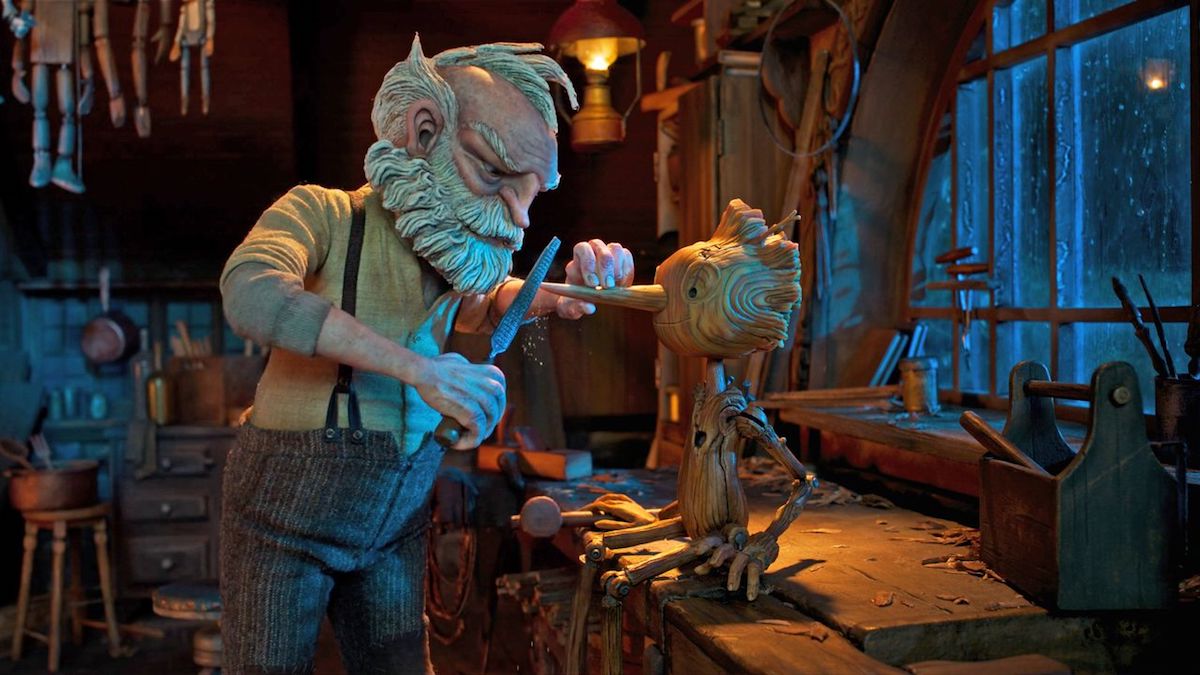 Una scena di Pinocchio di Guillermo Del Toro. Nel cast tecnico l'animatore Mark Gustafson