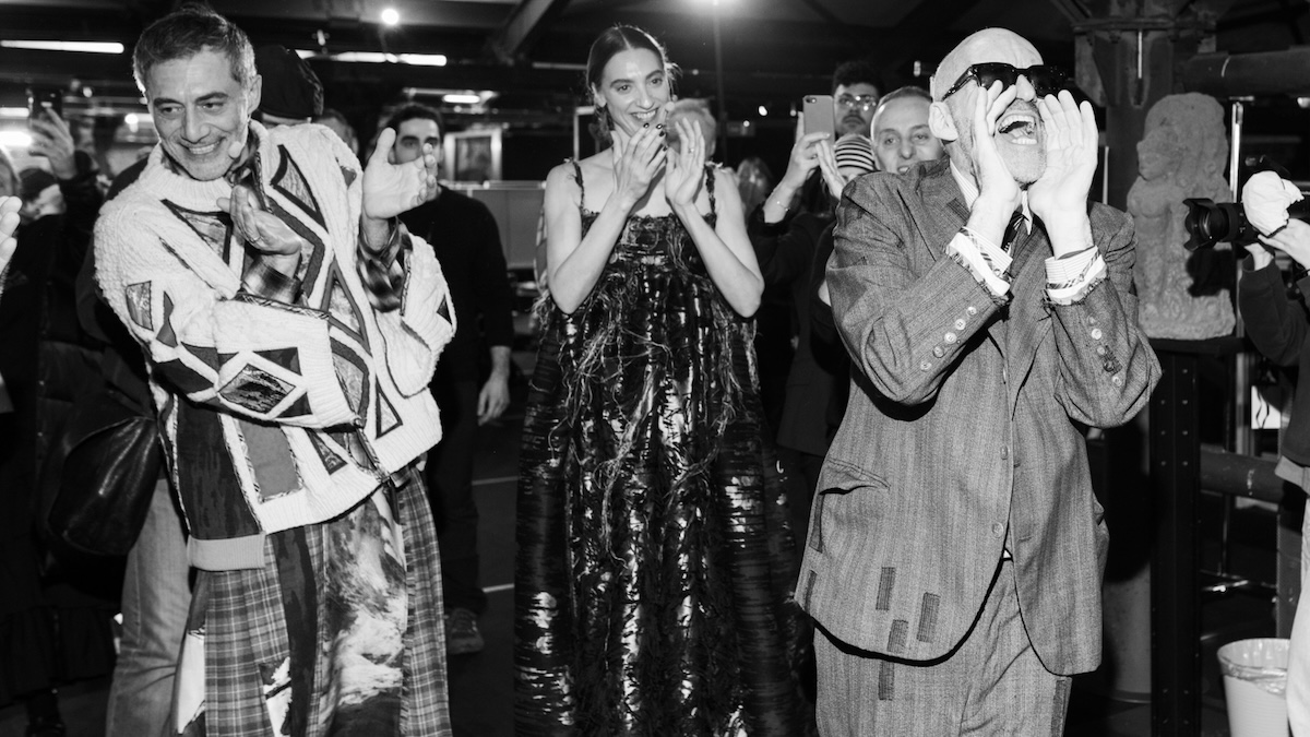 Filippo Timi, Anna Della Rosa e Antonio Marras nel backstage della sfilata