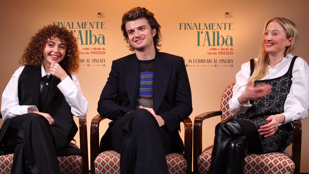 Rebecca Antonaci, Joe Keery e Alba Rohrwacher. protagonista di Finalmente l'alba