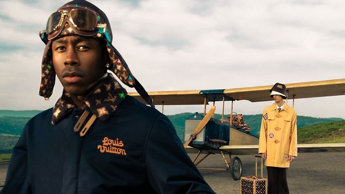 Tyler, the Creator indossa dei capi della sua capsule collection. Courtesy of Louis Vuitton