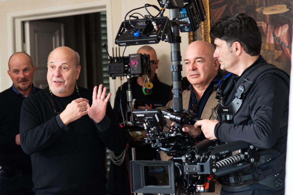 Alan Friedman, cosceneggiatore, e Giuseppe Pedersoli, regista, sul set di Giovanni da Verrazzano: dal Rinascimento a New York City