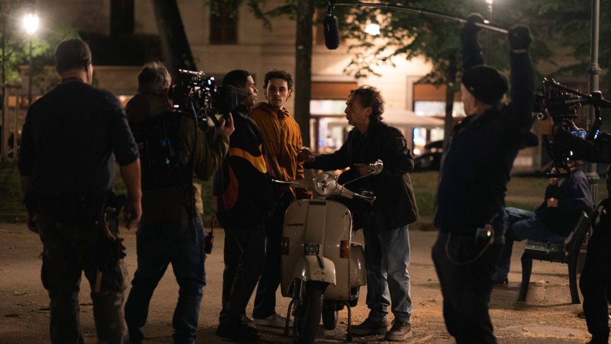 Haroun Fall, Damiano Gavino e Ninni Bruschetta sul set di Prophecy