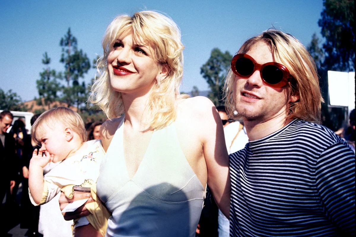 Kurt Cobain, Courteny Love e Francis Bean Cobain un un momento di Montage of Heck