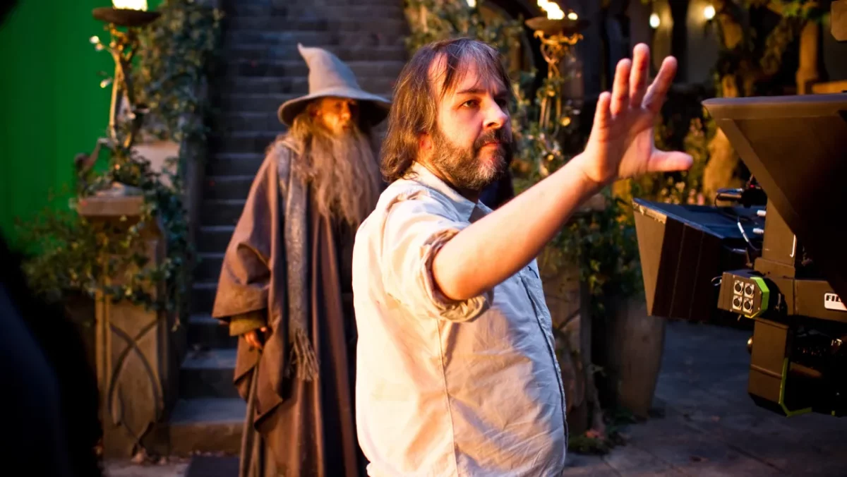 Peter Jackson sul set di Lo Hobbit, film dell'universo de Il Signore degli Anelli