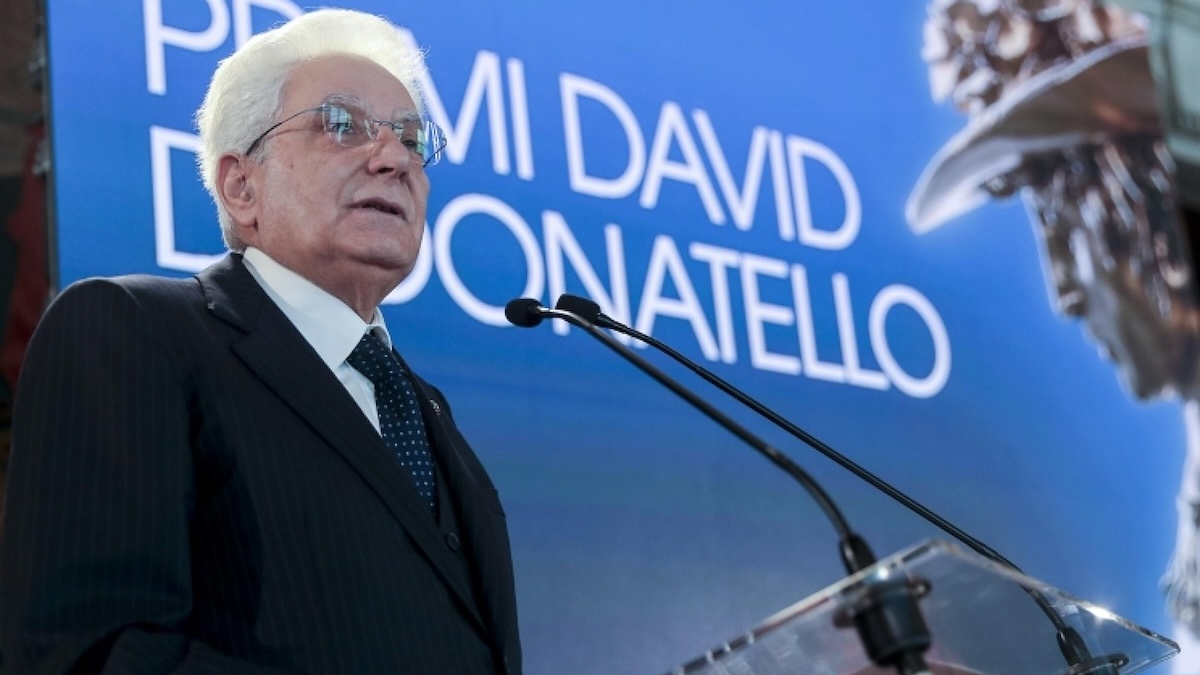Il presidente Sergio Mattarella in occasione della presentazione al Quirinale dei candidati al David di Donatello